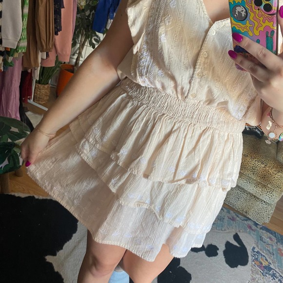 Love Sam Tiered Ruffle V-Neck Cap Sleeve Mini Dress Size Large - Picture 4 of 6